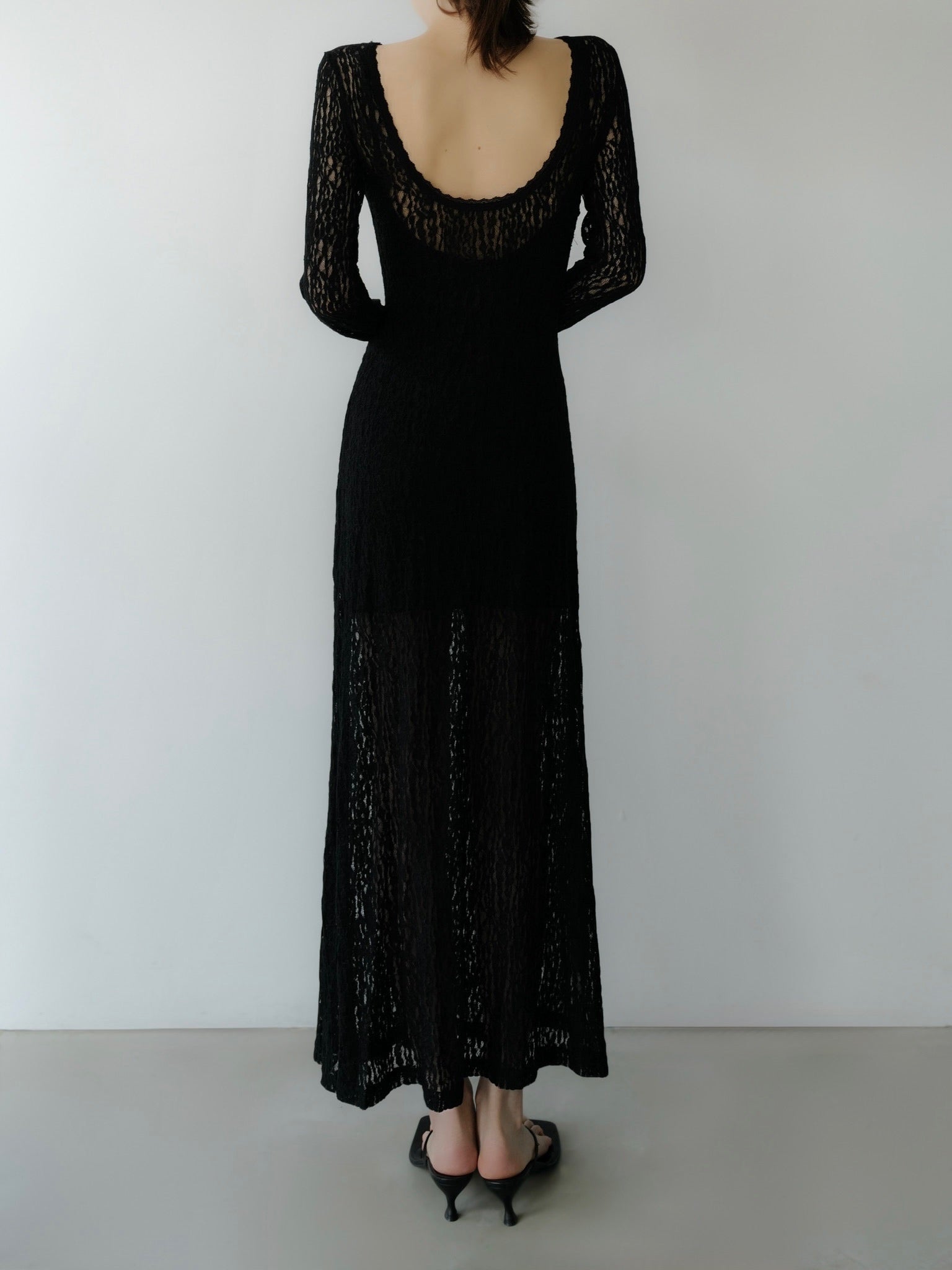 romantic lace sheer back dress