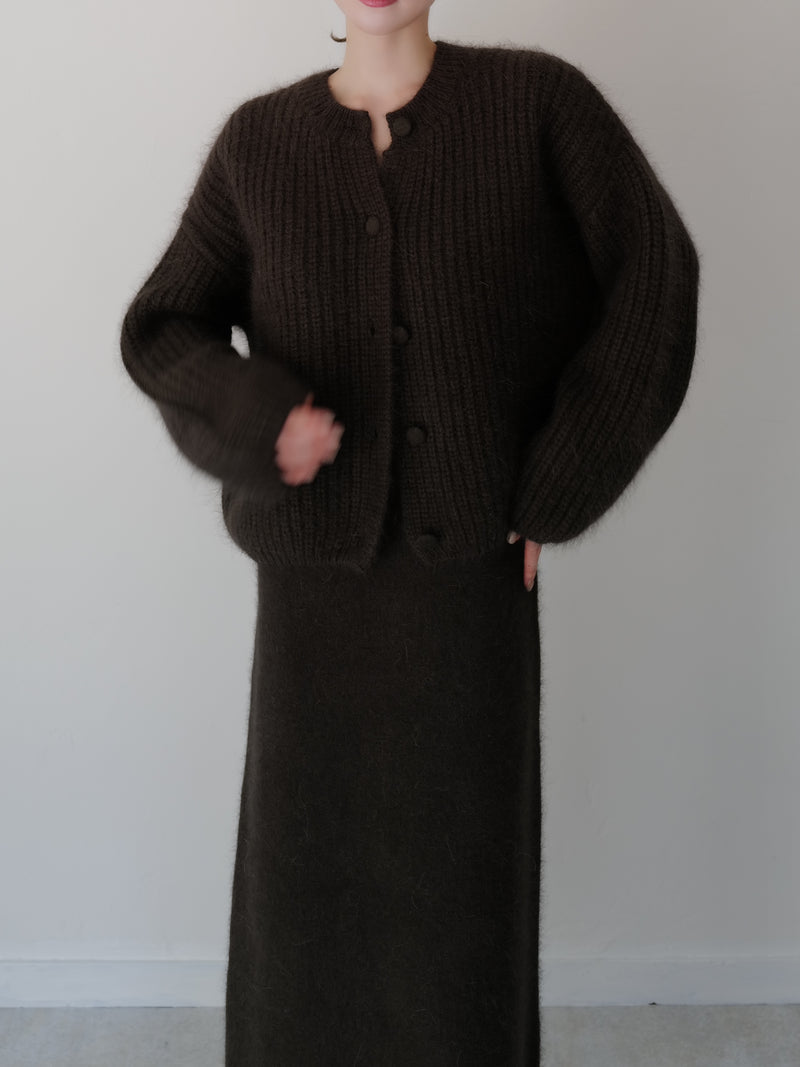 angora balloon knit cardigan