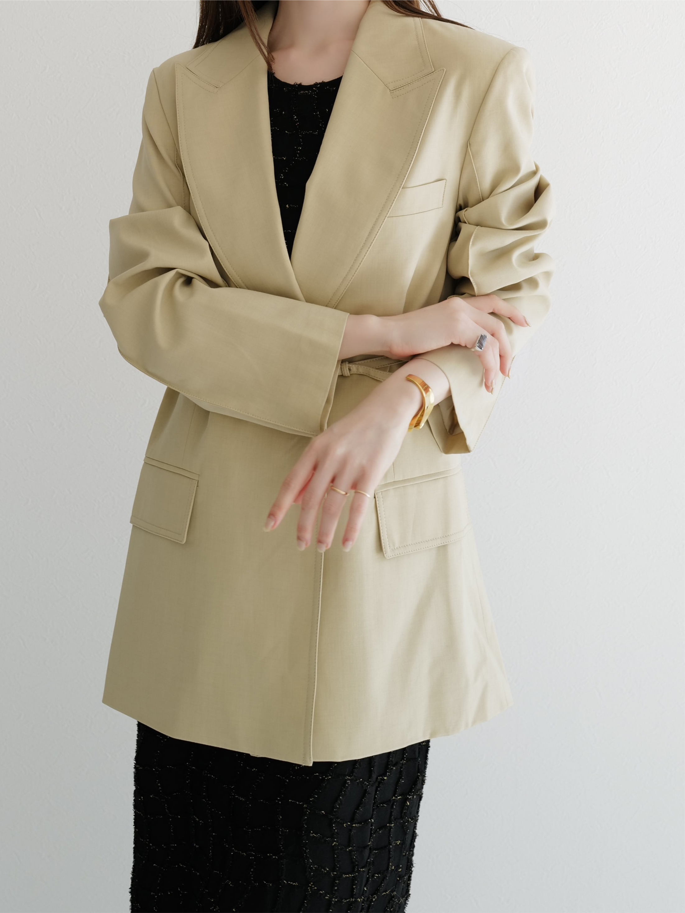 wool belted tailored jacket