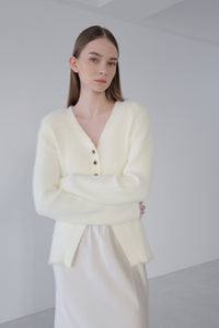 angora slim knit cardigan