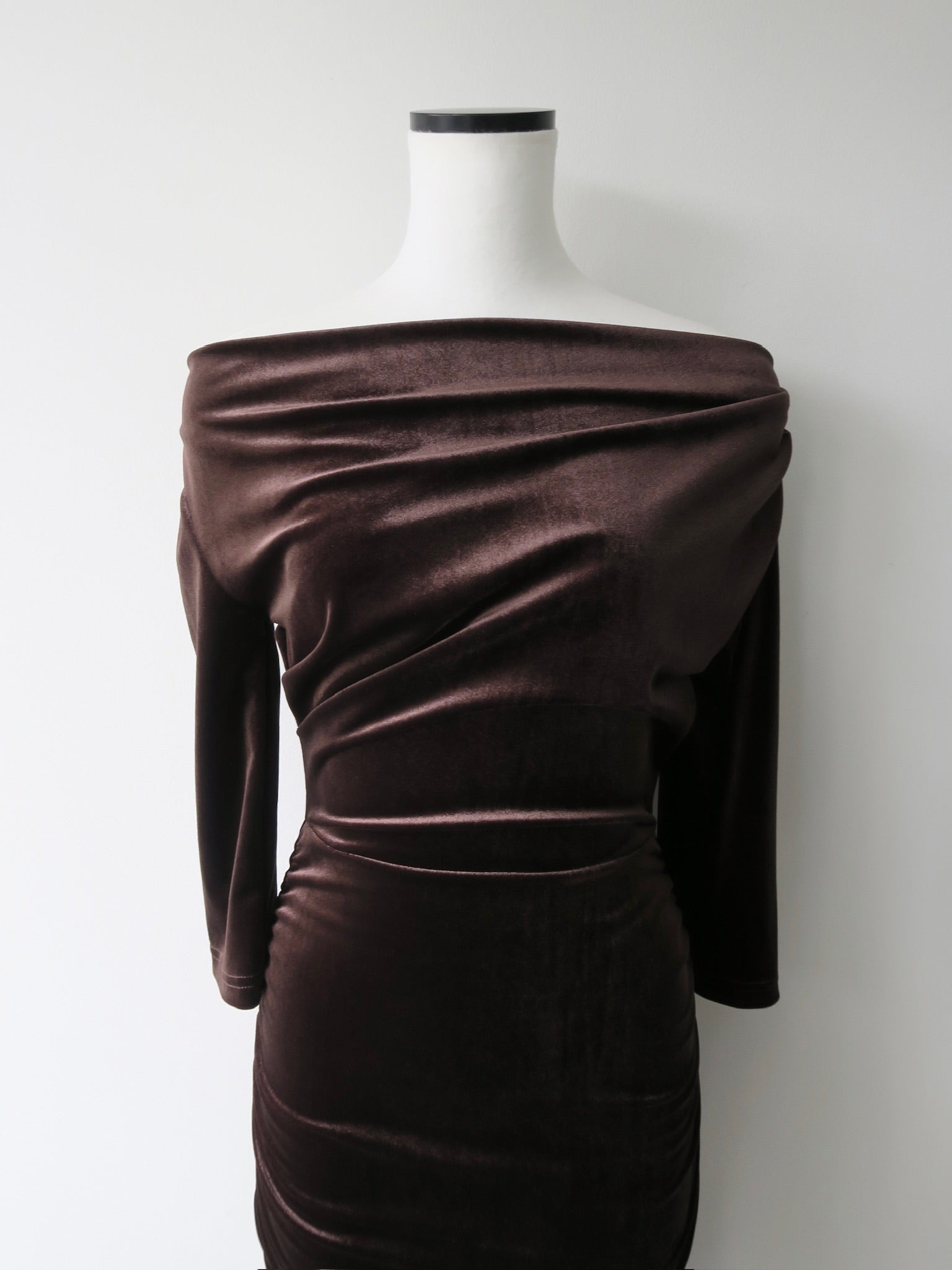 shirring drape velour dress