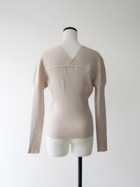 v-neck ribbed puff sleeve cardigan