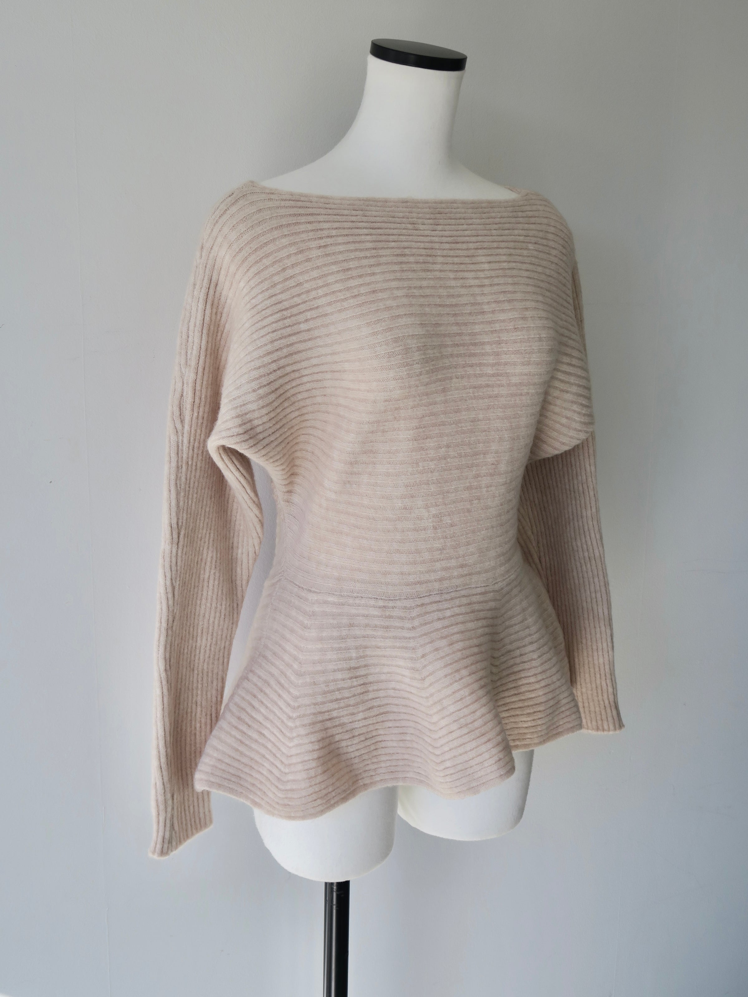 textured peplum knit set