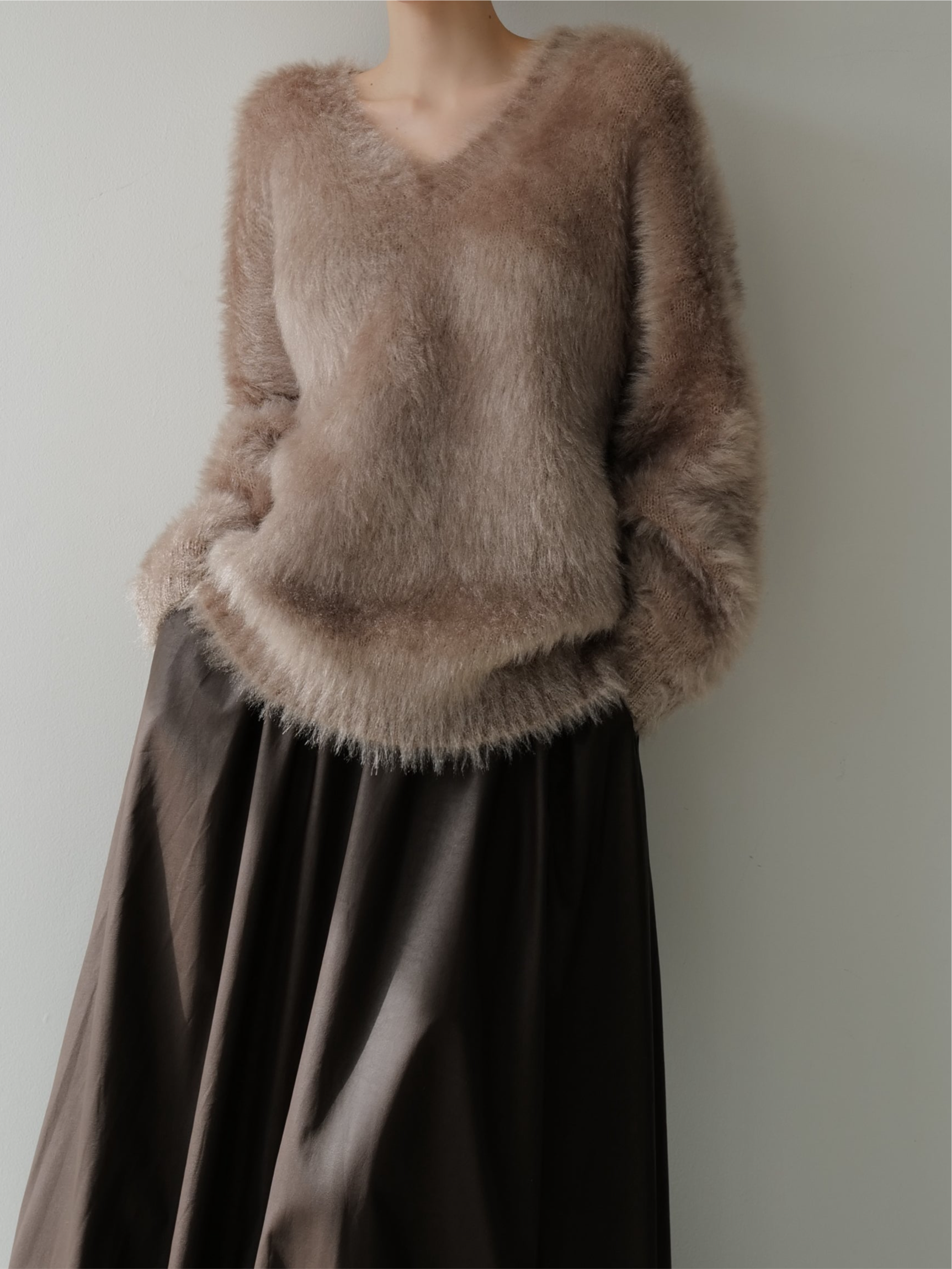 fuzzy v neck sweater