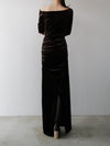 shirring drape velour dress