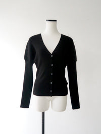 v-neck ribbed puff sleeve cardigan