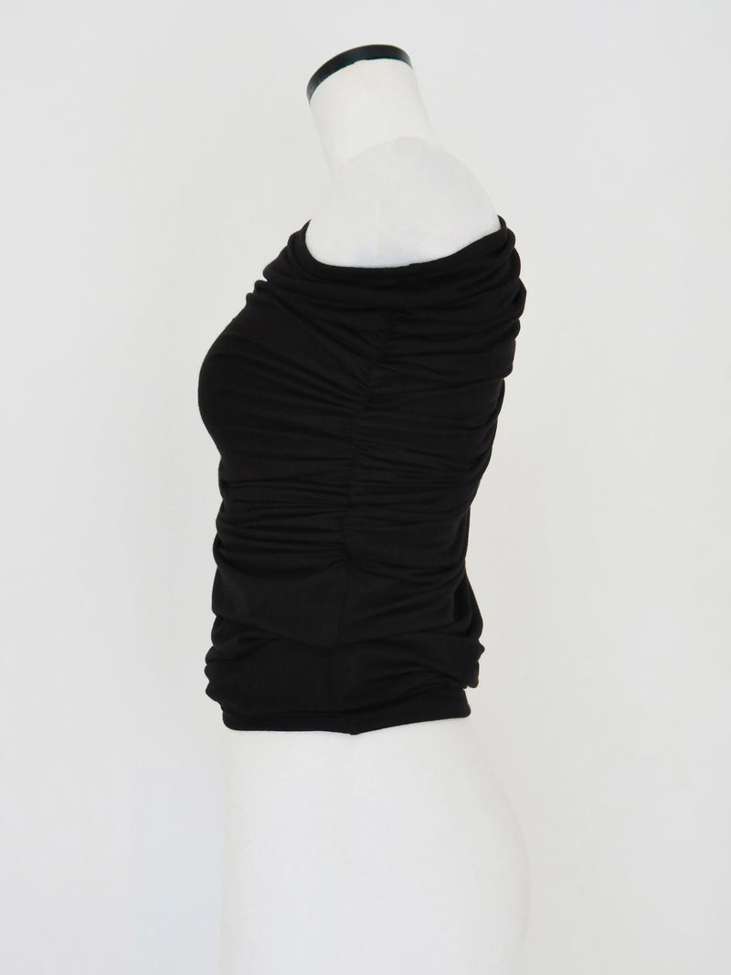 one shoulder ruched tank