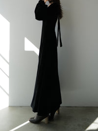 velour tie flare dress