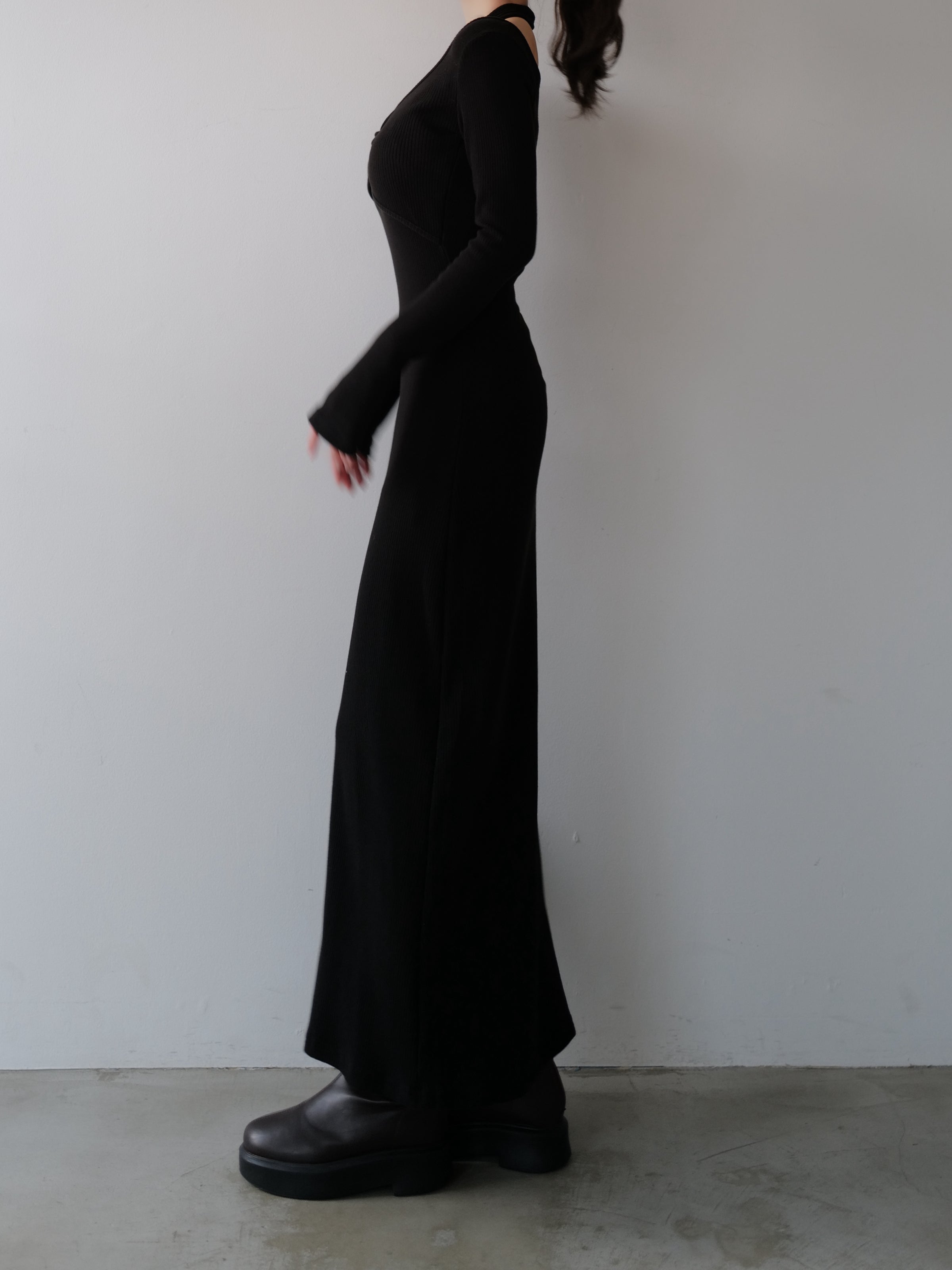 front cross rib knit dress