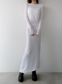silky fitted off shoulder long dress