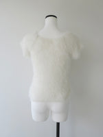 fuzzy cap sleeve top