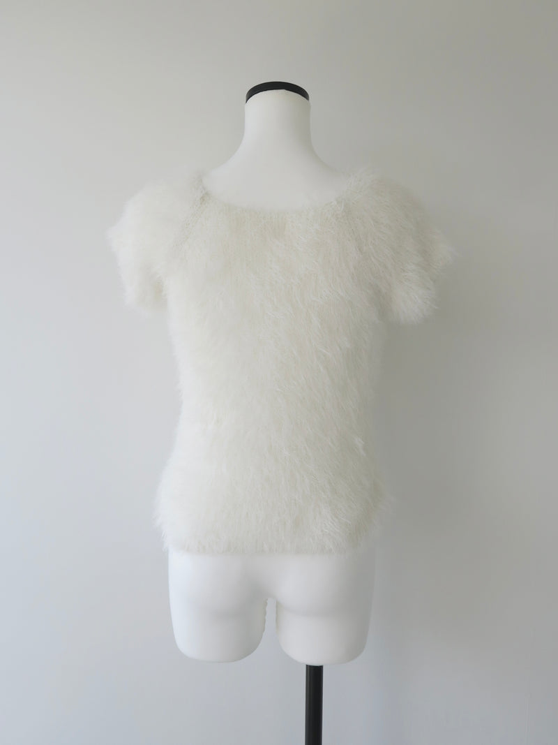 fuzzy cap sleeve top