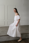 flare top off shoulder dress