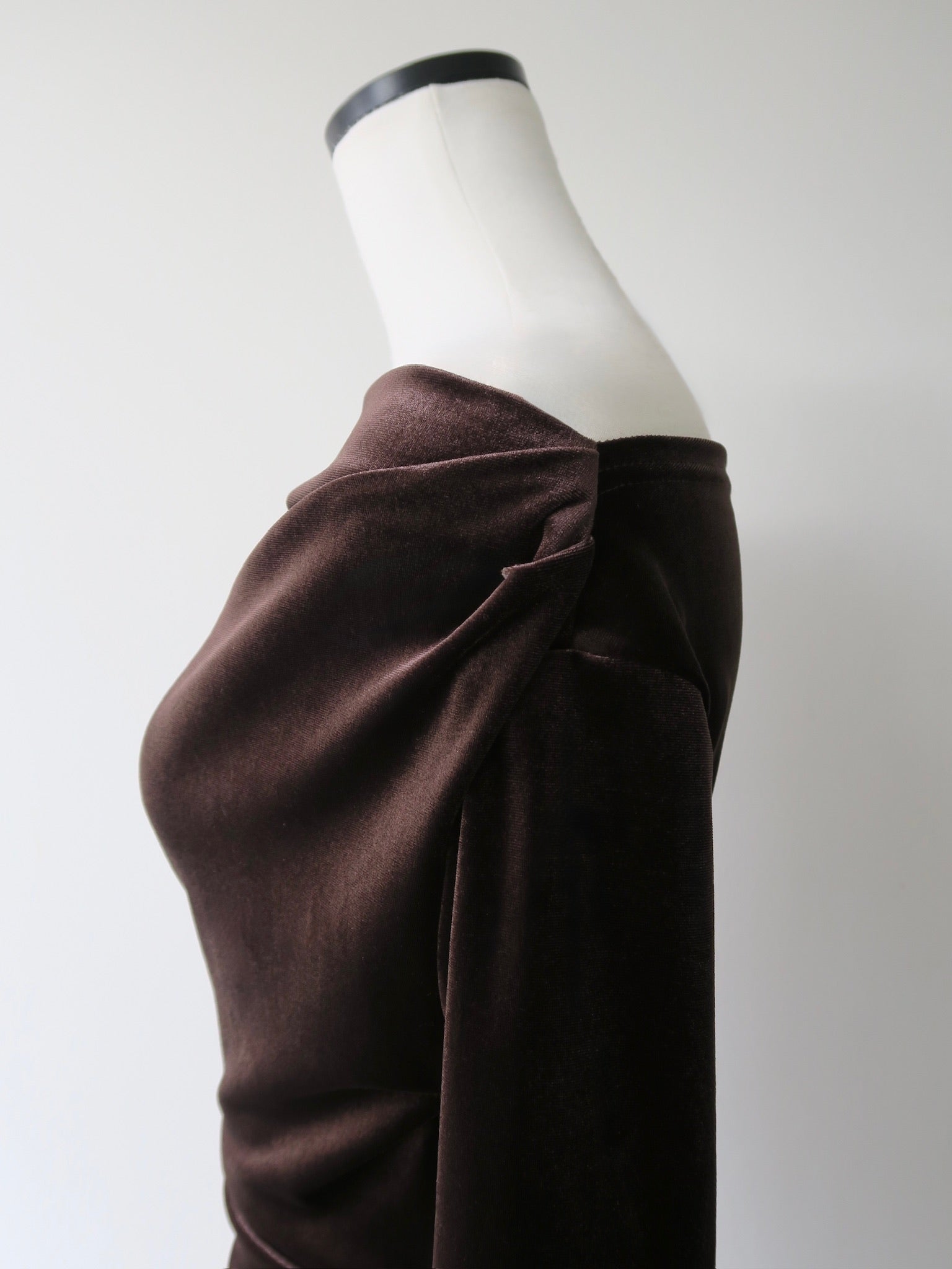 shirring drape velour dress