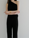 one shoulder ruched tank