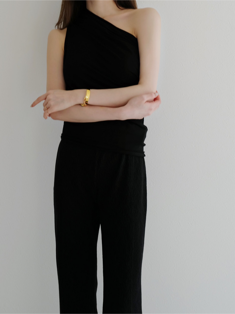 one shoulder ruched tank