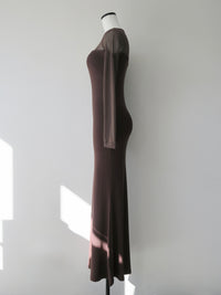 soft sheer neck maxi dress