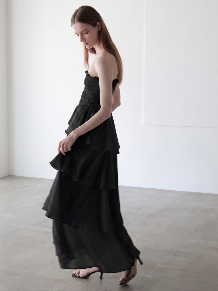 frill tiered maxi dress