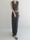 raw hem slim long skirt