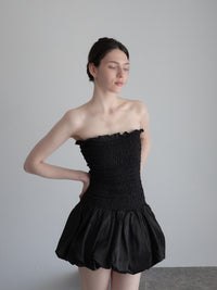 volume flare mini dress