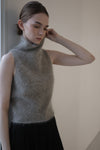 angora turtle sleeve-less knit