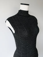 shiny cap sleeve knit top