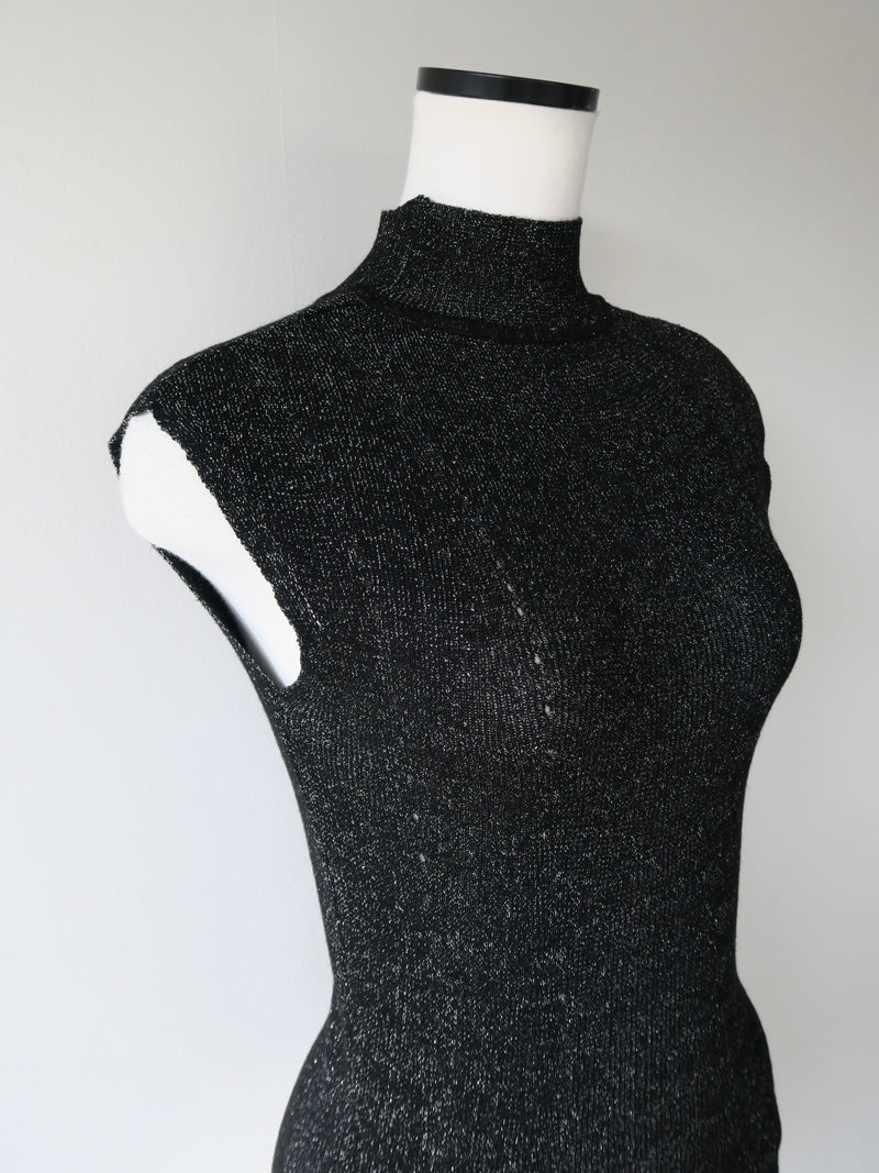 shiny cap sleeve knit top