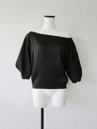 balloon sleeve satin blouse