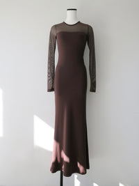 soft sheer neck maxi dress