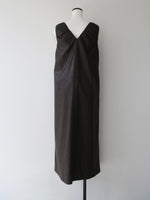 vegan leather v neck dress