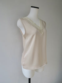 lace trim satin cami tops