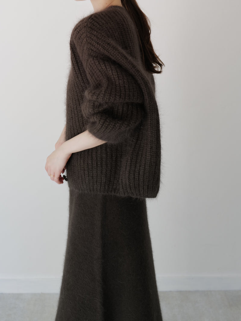 angora balloon knit cardigan