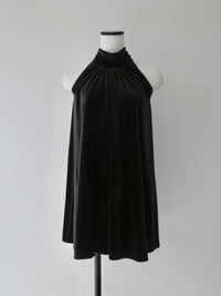 velour back open tie blouse