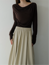 cowl silhouette stretching tops