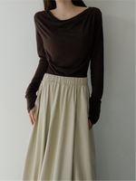cowl silhouette stretching tops