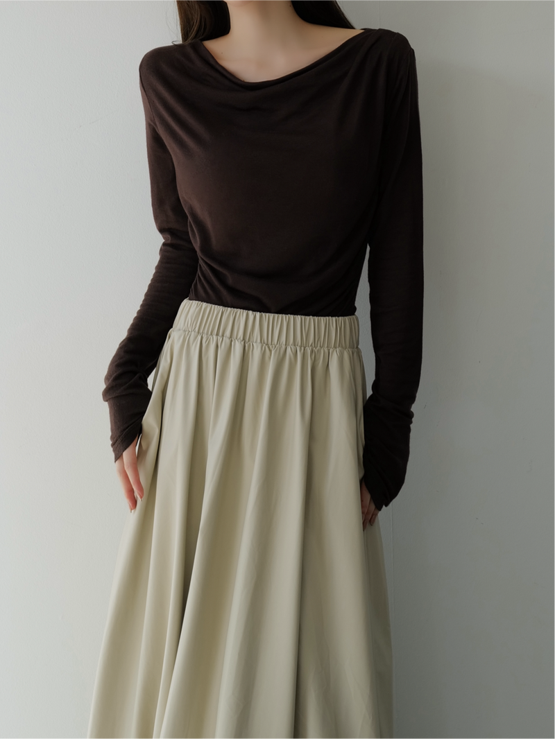 cowl silhouette stretching tops