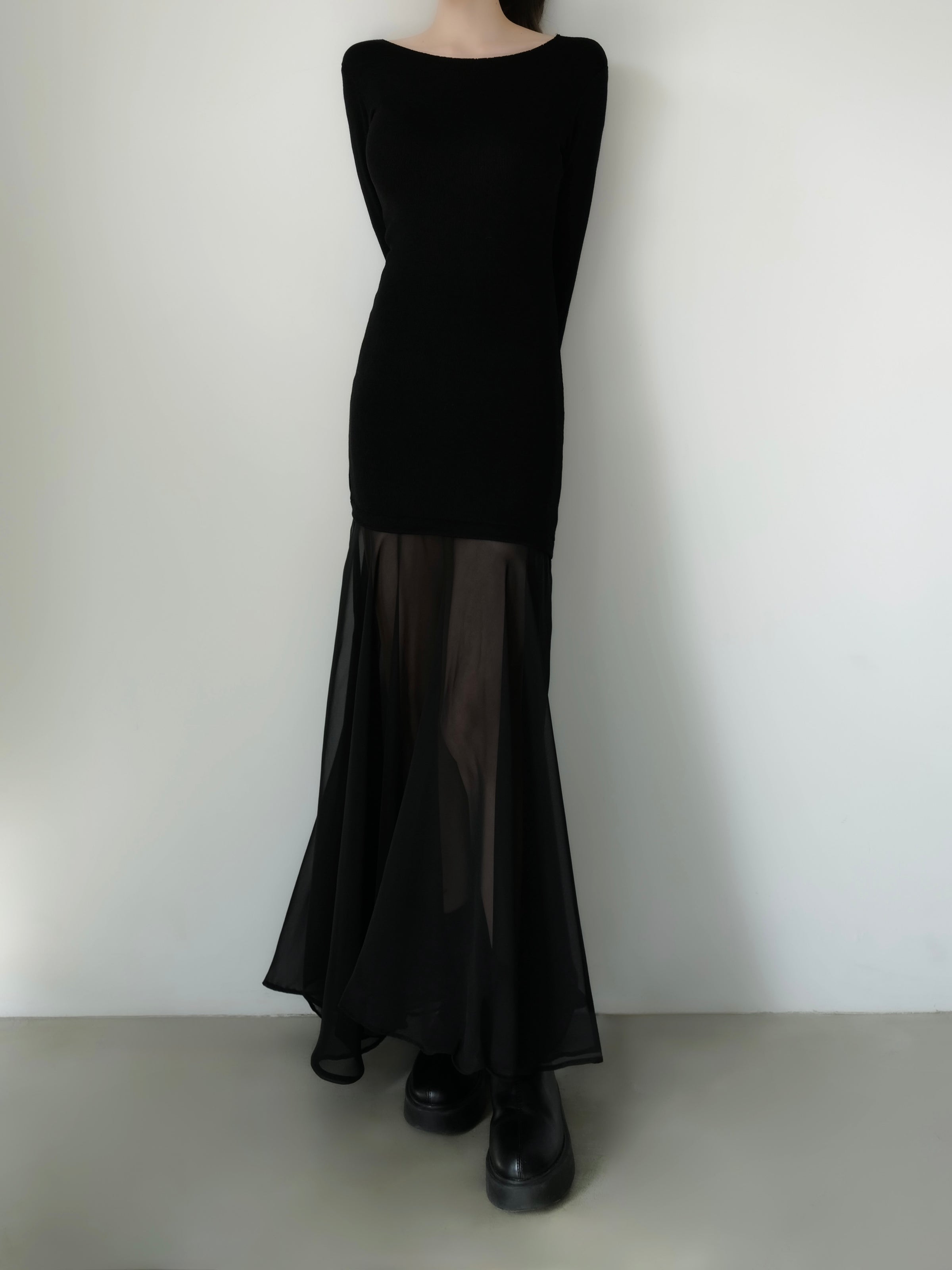 sheer layered maxi dress
