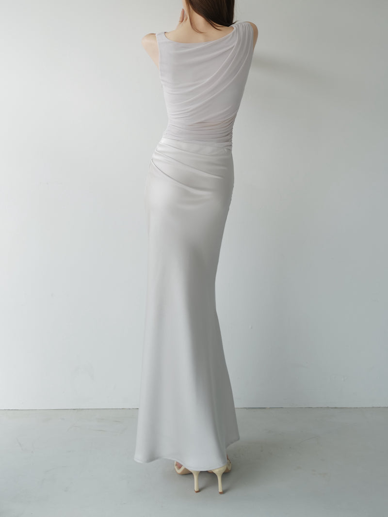 sheer nuance gathered dress