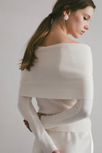 wool off shoulder knit