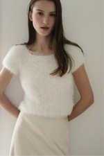 fuzzy cap sleeve top