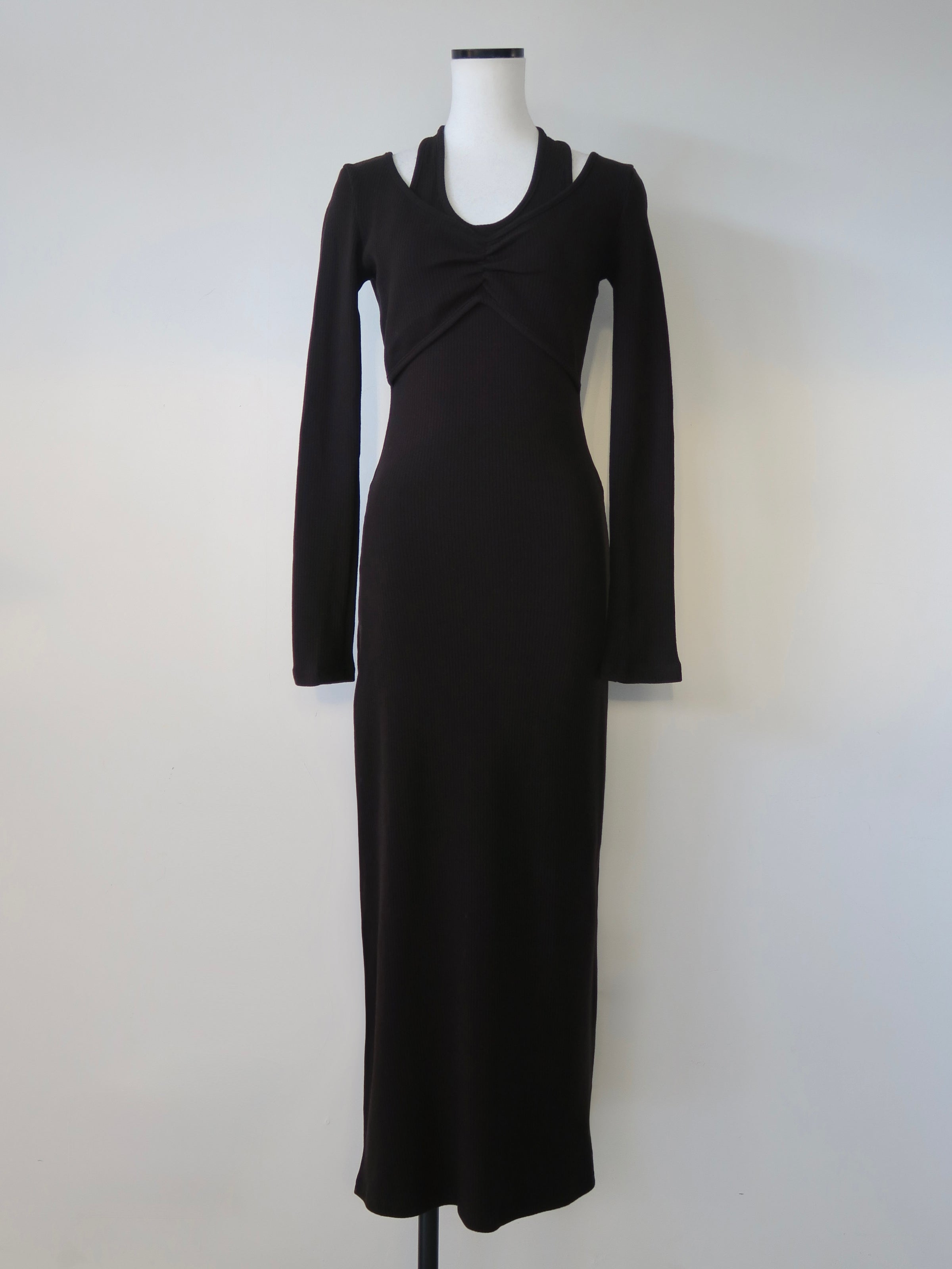 front cross rib knit dress