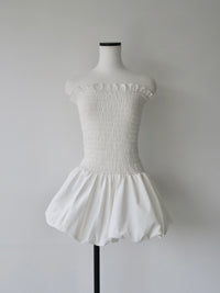 volume flare mini dress