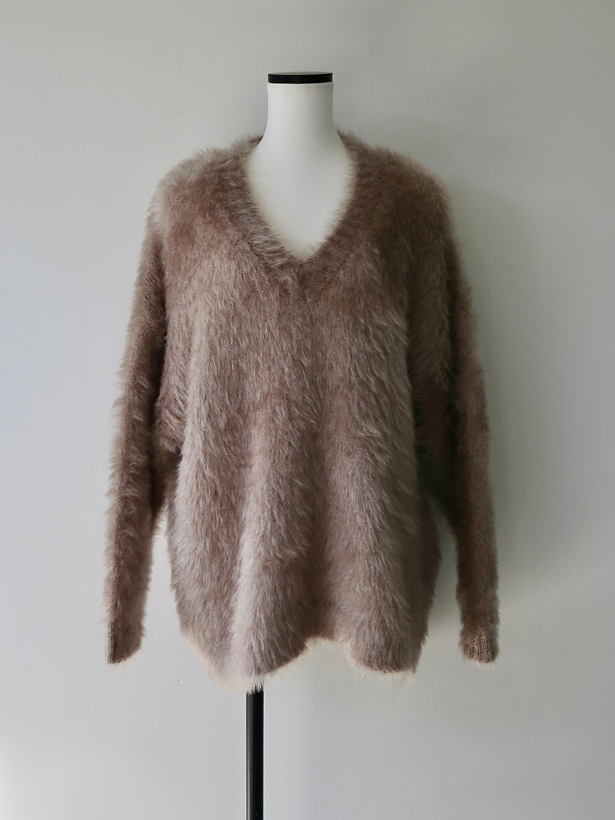 fuzzy v neck sweater