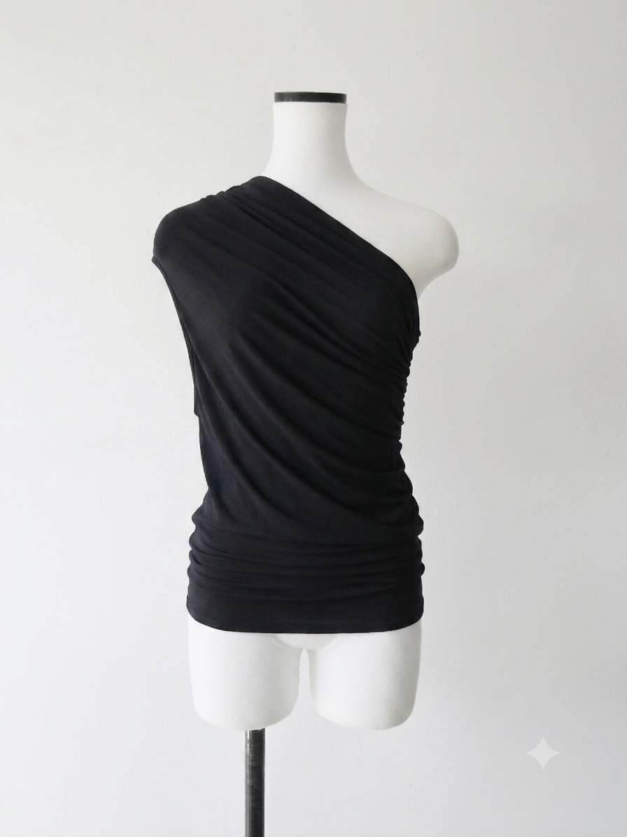 one shoulder drape top