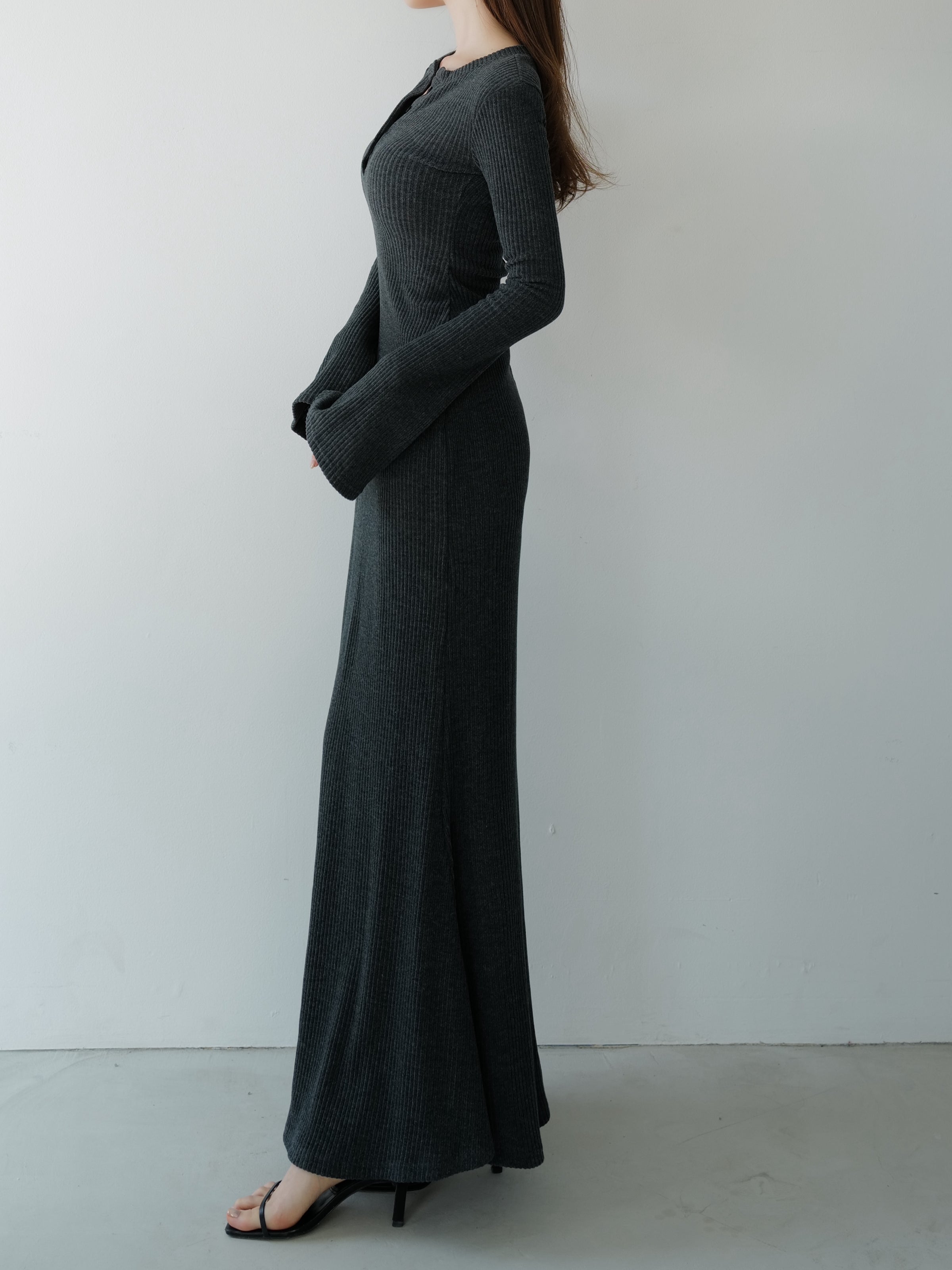 bell sleeve wool dress