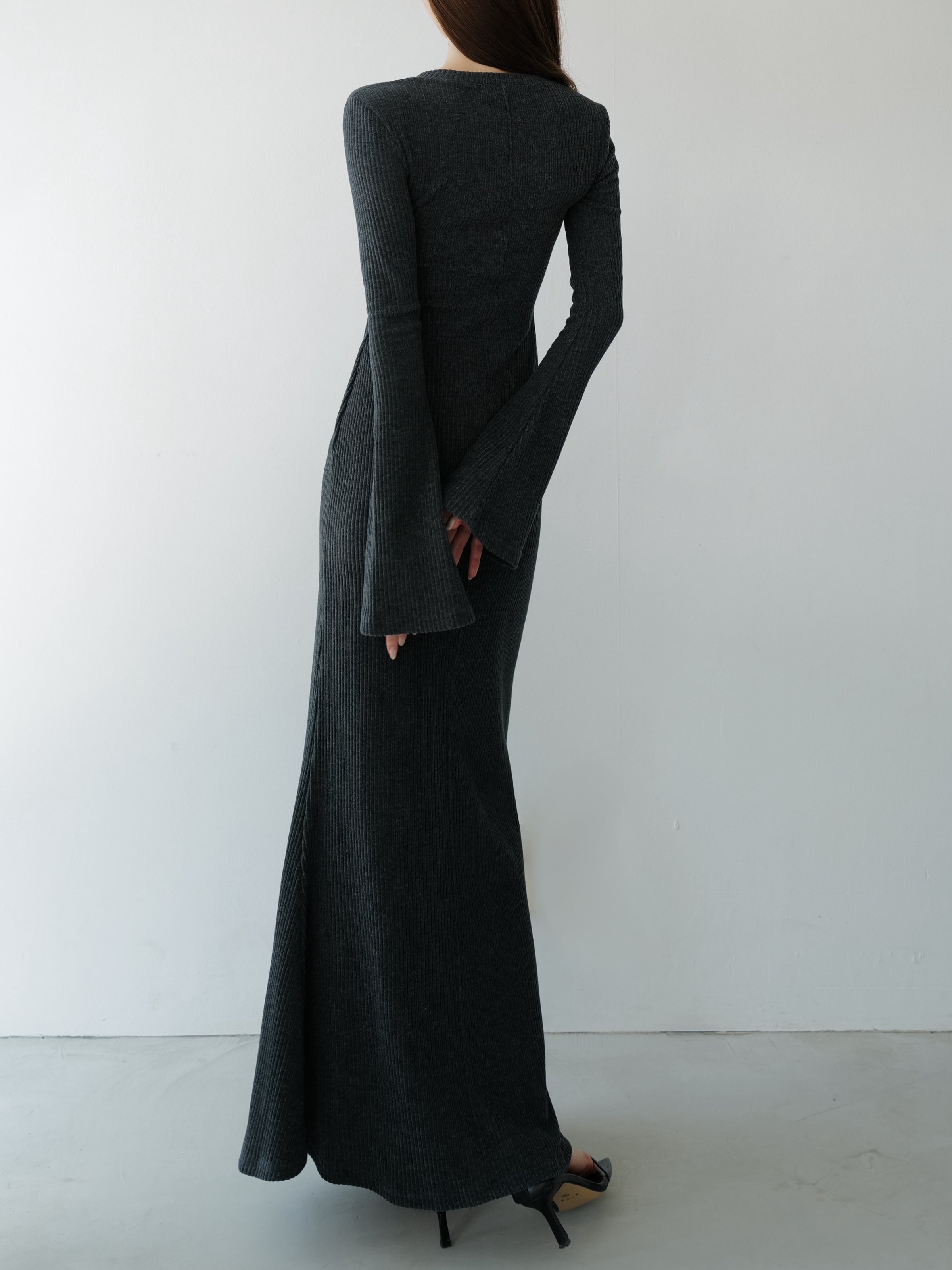 bell sleeve wool dress