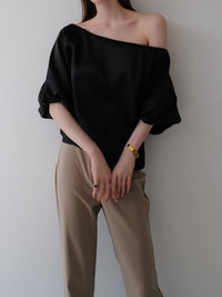 balloon sleeve satin blouse
