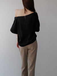 balloon sleeve satin blouse