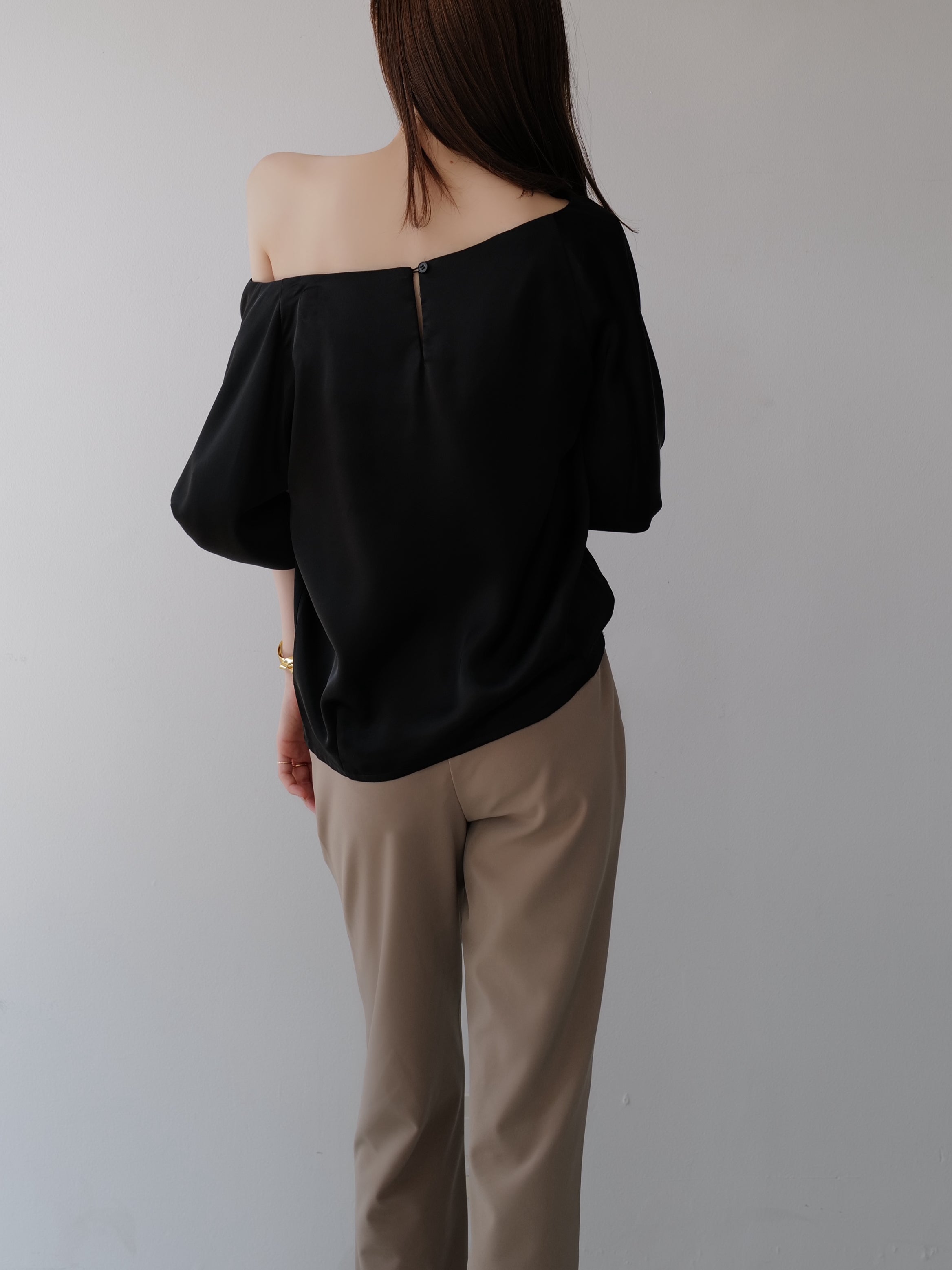 balloon sleeve satin blouse