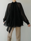 chiffon tie long blouse